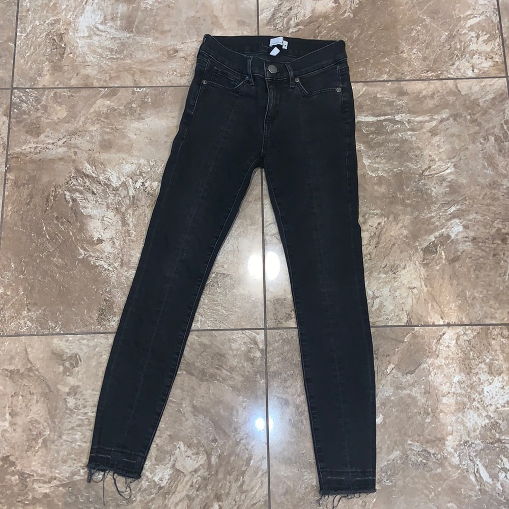 Loft chewed hem black skinny jeans - 00/24
